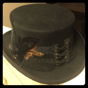 Feather and lace embellished Top Hat